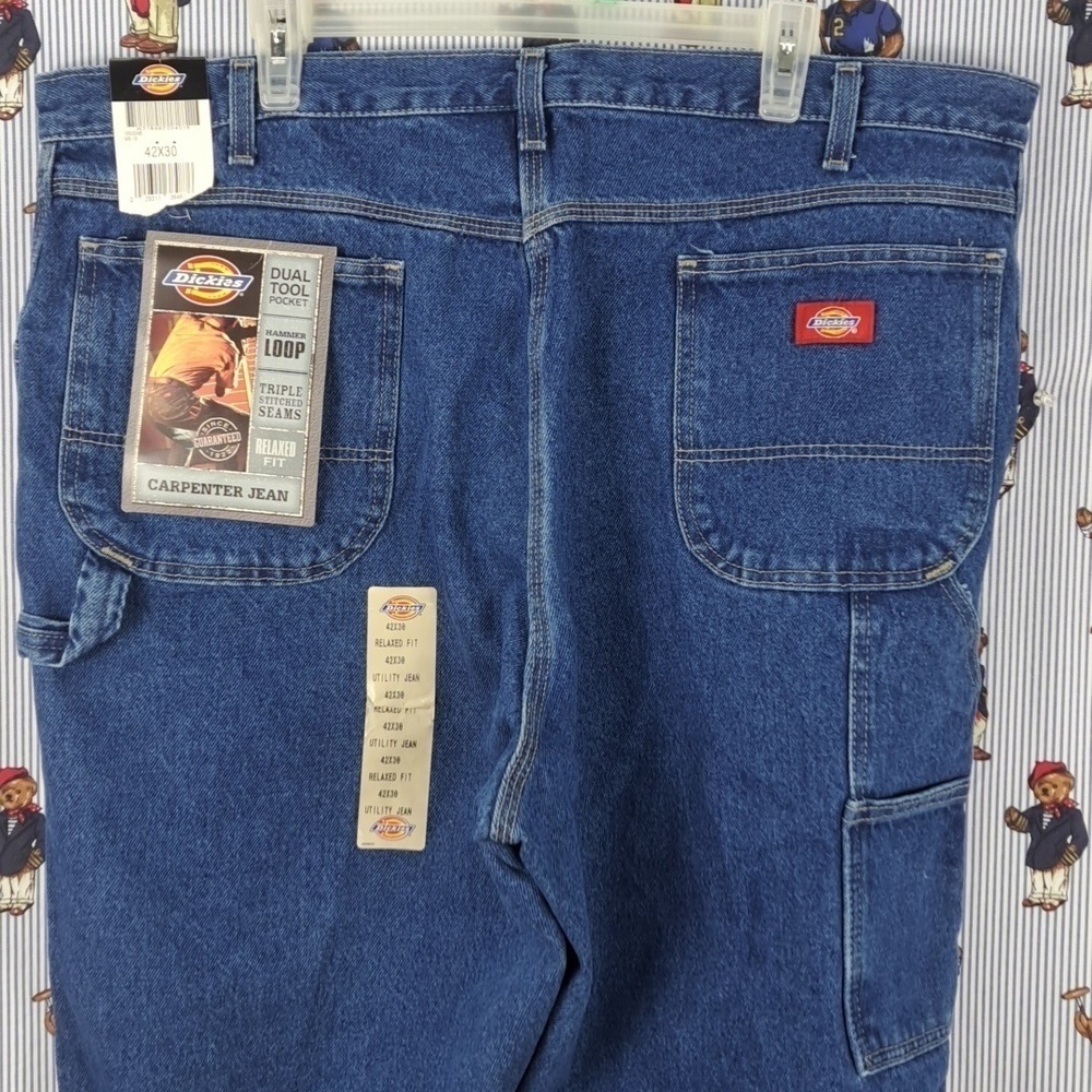 Dickies New with tags relaxed fit dark wash denim carpenter work jeans 42/30